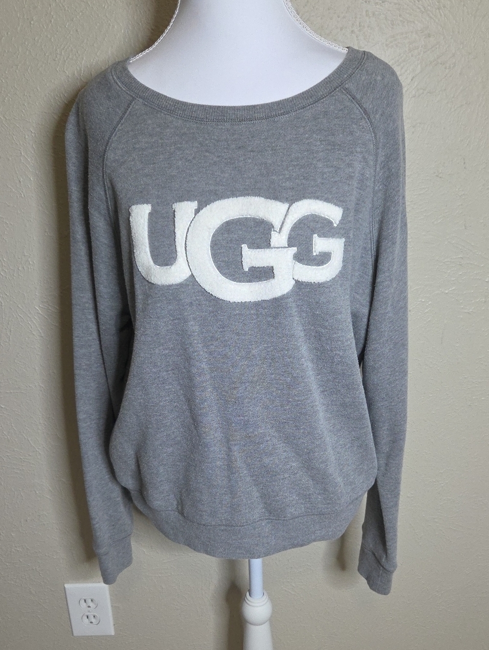UGG Gray Crewneck Sweatshirt with White Logo, Barely Worn! Medium